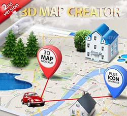 3D地图生成及展示模型(第二版/可组合)：3d Map Generator Mockup V2.0